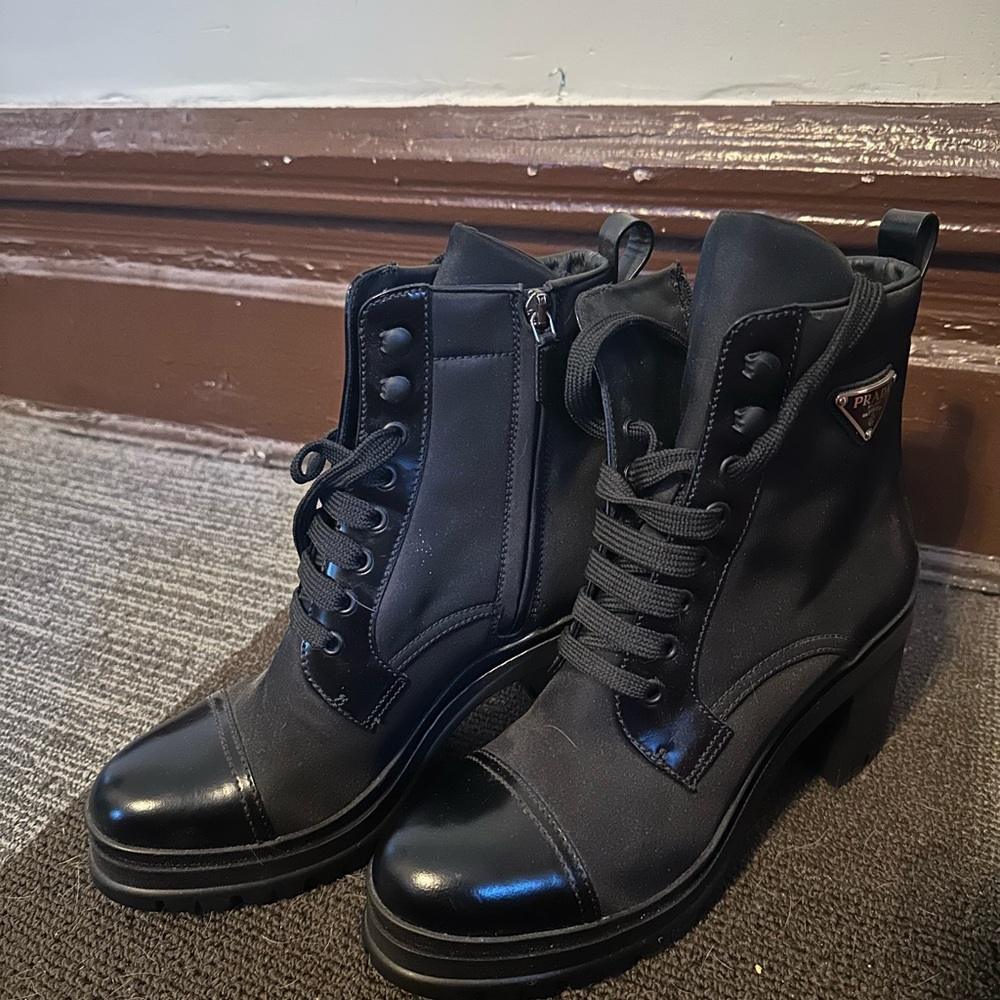 Prada Women’s Black Lace-Up Combat Boot - Picture 3 of 6